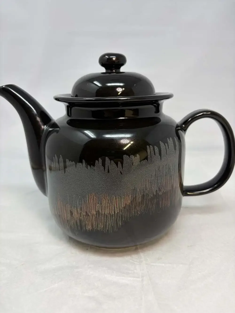 Vintage Arabia Finland Aurora Borealis Black Ceramic Teapot by Inkeri Leivo